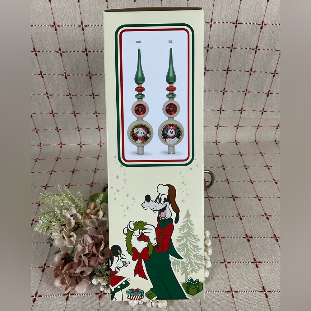 WDW Official Disney Mickey & Minnie Mouse Finial Glass Christmas Tree Topper New - Picture 6 of 7